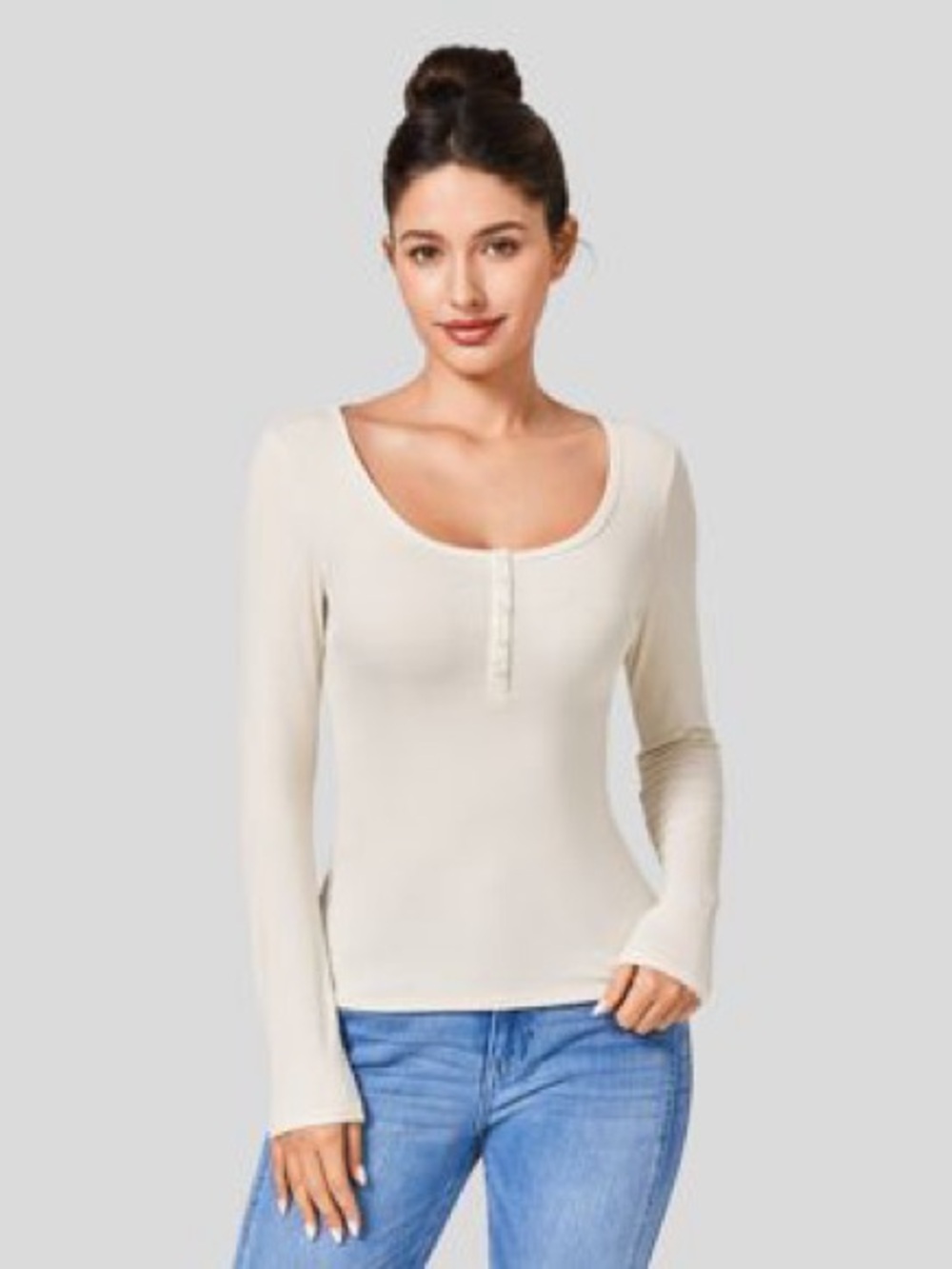 Halara Long Sleeve Ribbed Henley Shirt